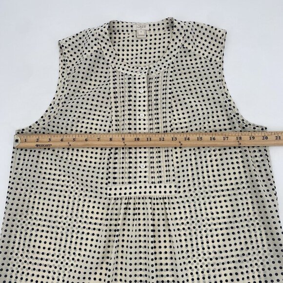 J. Crew Women's Size 12 Polka Dot Pintuck Sleeveless Blouse - Picture 6 of 10